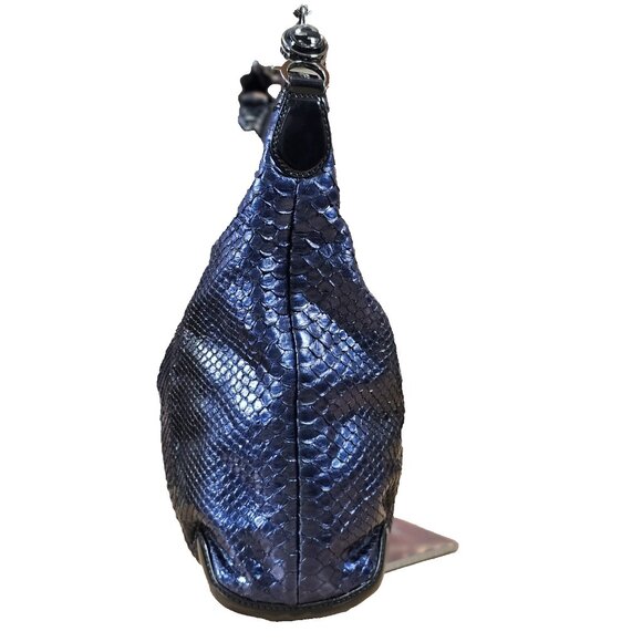 GUCCI Authentic Rare Exotic Python Leather Tote Hobo Large Metallic Blue Handbag - Picture 8 of 16